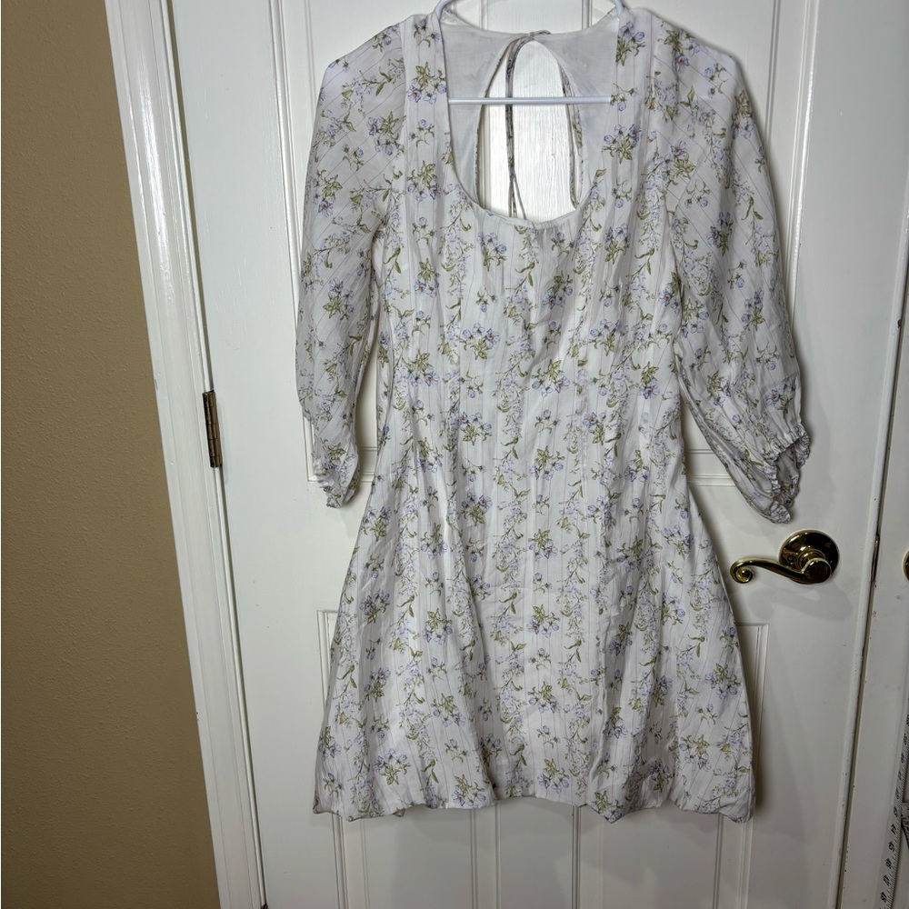 Brock Collection x H&M white floral lyocell-blend mini balloon dress. Medium. - Picture 3 of 6